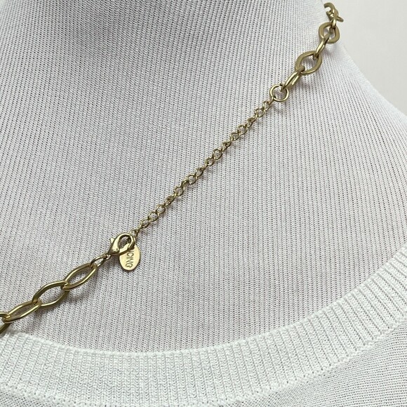 Icing Gold-tone Linked Chains Green Blue Women's Fashion Necklace NWOT - Picture 5 of 5